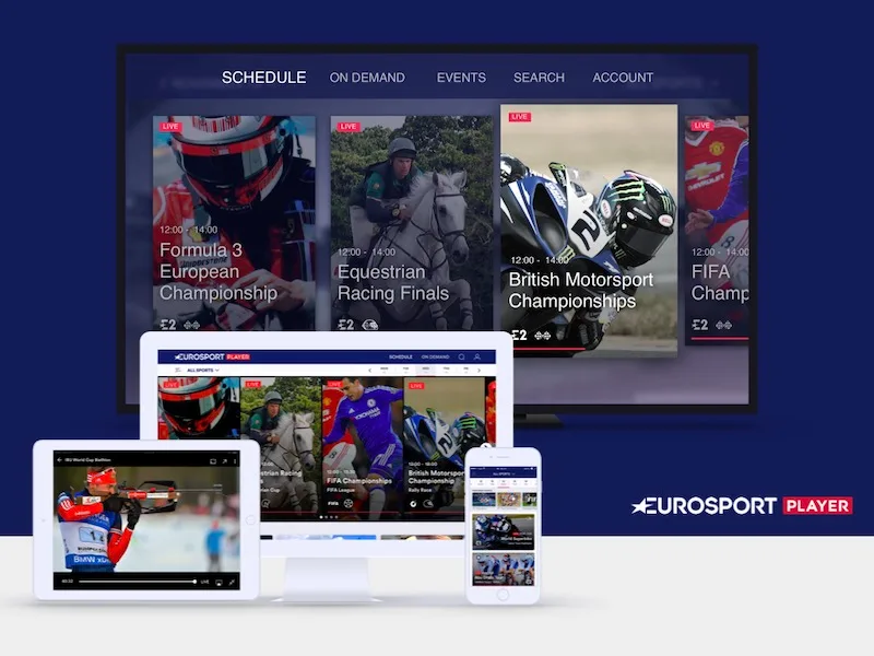 Eurosport Player interface across several platforms