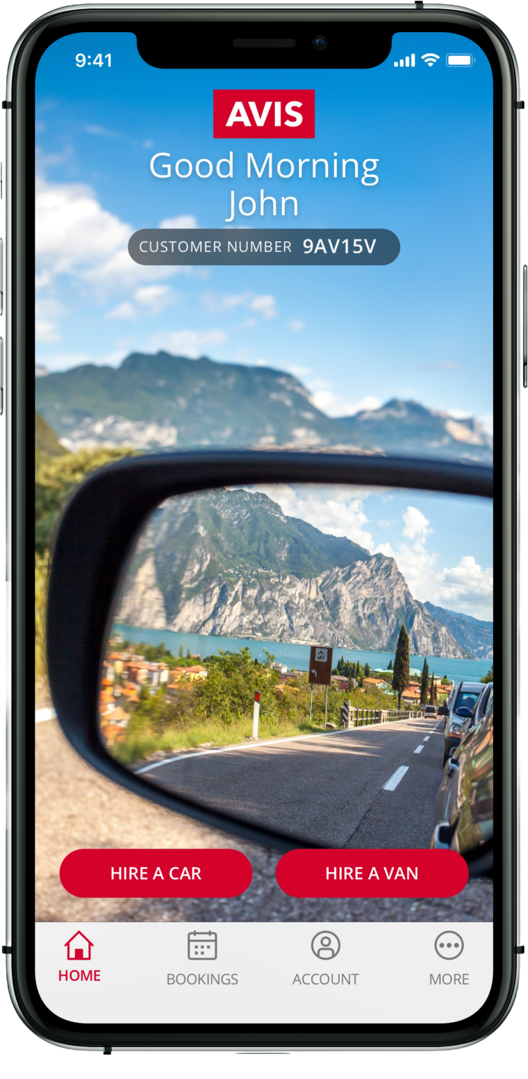 AVIS app home screen