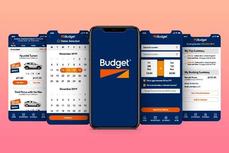 Budget mobile application screens