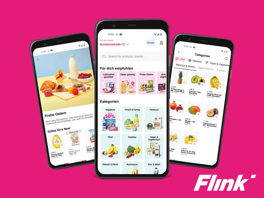 Flink grocery delivery app interface